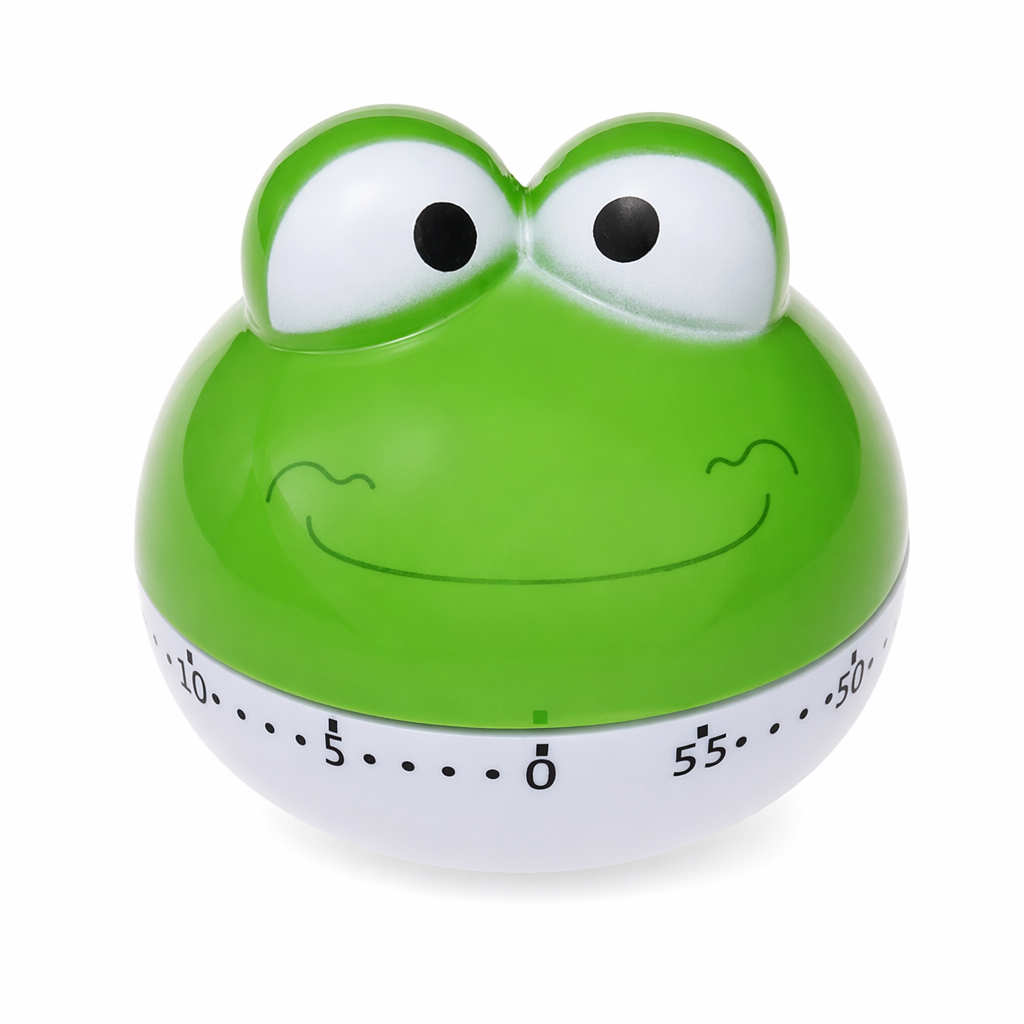 Cartoon-Style Kitchen Timer with 60-Minute Countdown Green