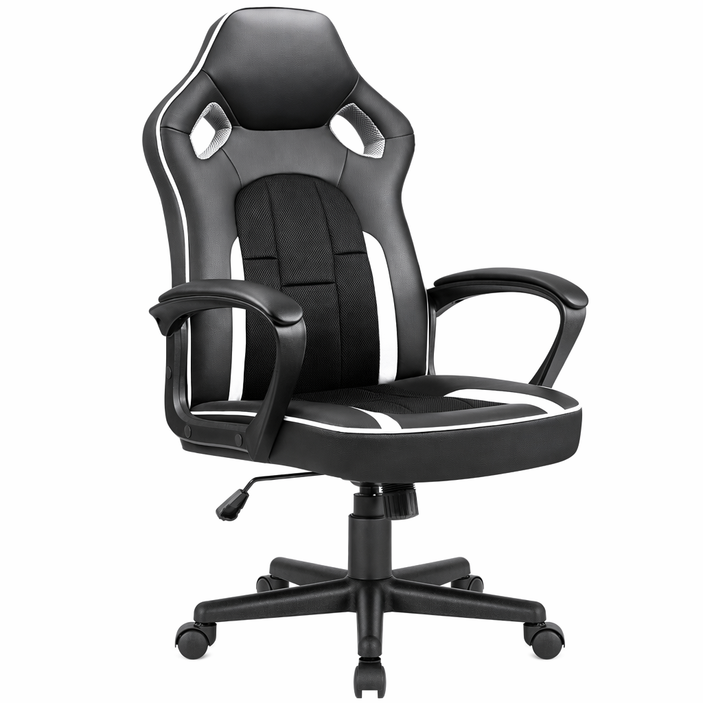 Dragon Faux Leather Gaming Chair for Racing Enthusiasts White