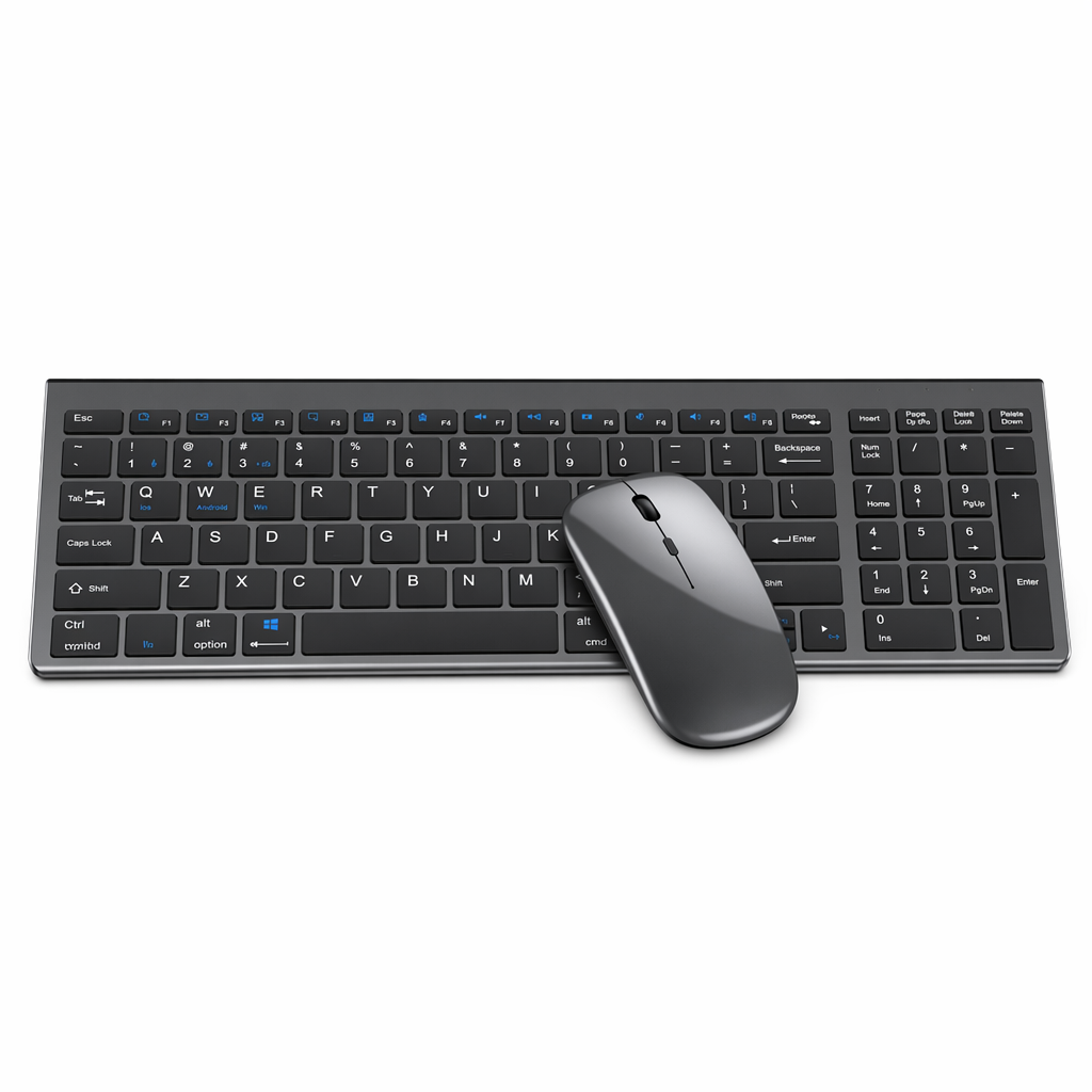 Rechargeable Bluetooth Set with Wireless Keyboard and Mouse Gray