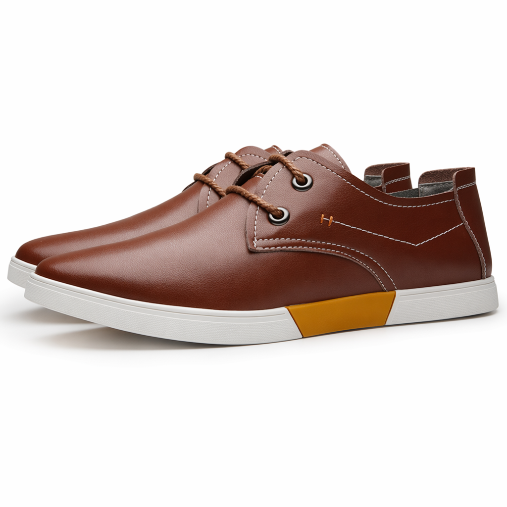 Stitched Men's Lace-Up Casual Footwear Light Brown