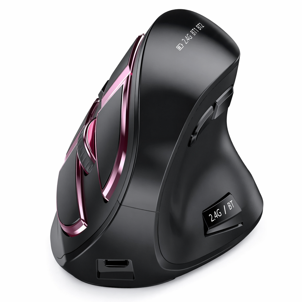 Wireless Vertical Mouse with Bluetooth and 2.4Ghz Dual Mode Rose gold