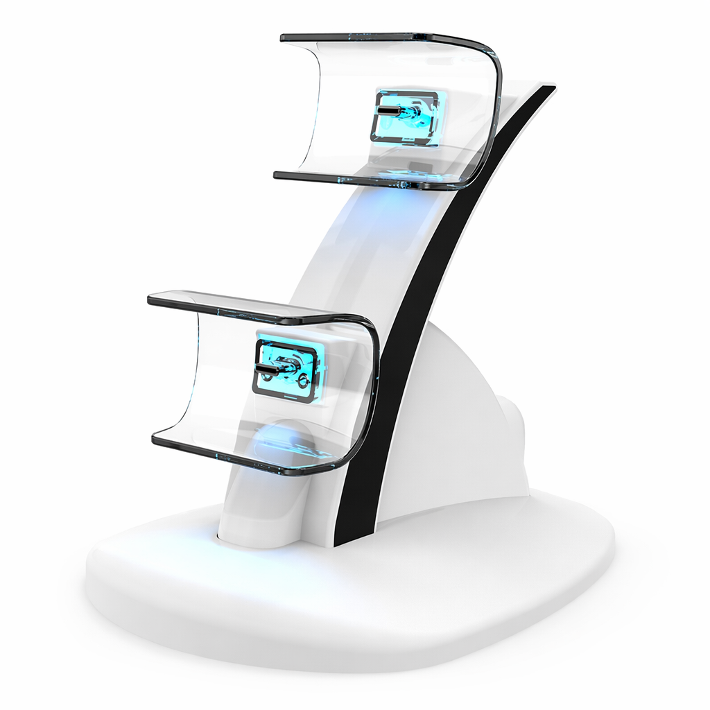 PS5 Controller Dual Charger Dock: Efficient, Quick, Sleek, LED, Anti-Slip, Safe White
