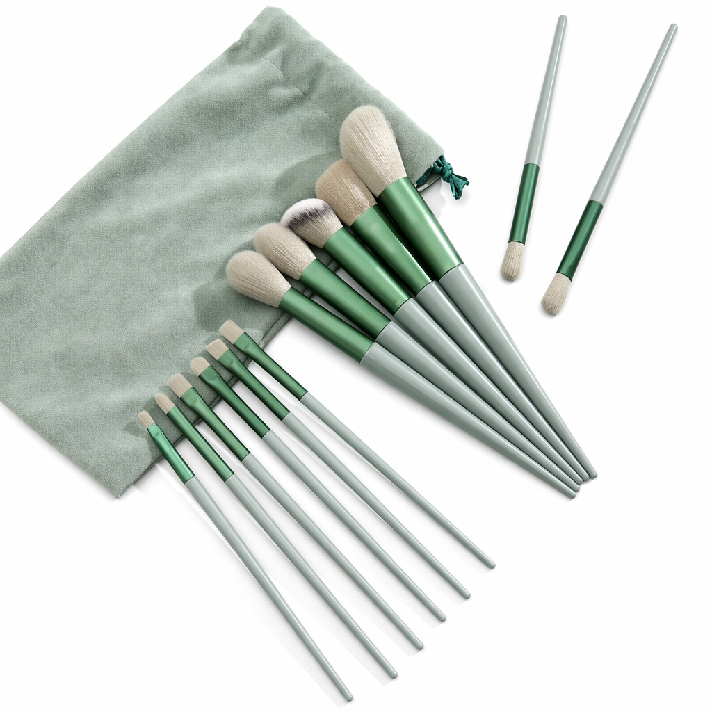 13-Piece Cosmetic Brush Collection Green