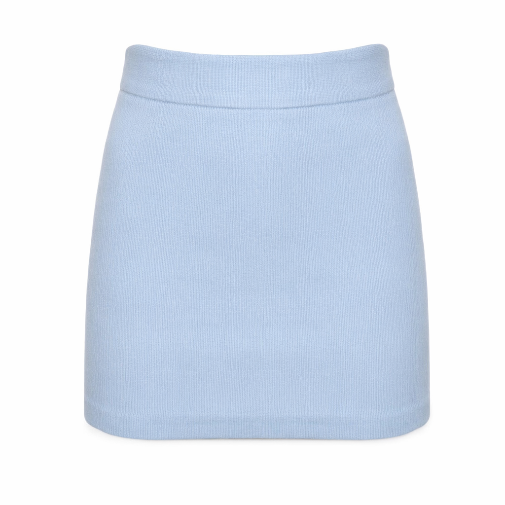 Blue & Cream Cute Bear Knitted Set Skirt