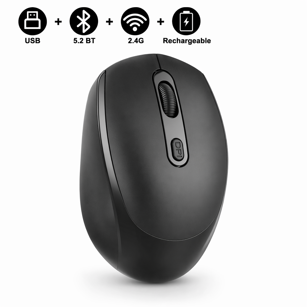 Vibrant High-Resolution Wireless Mouse with Dual Modes Black