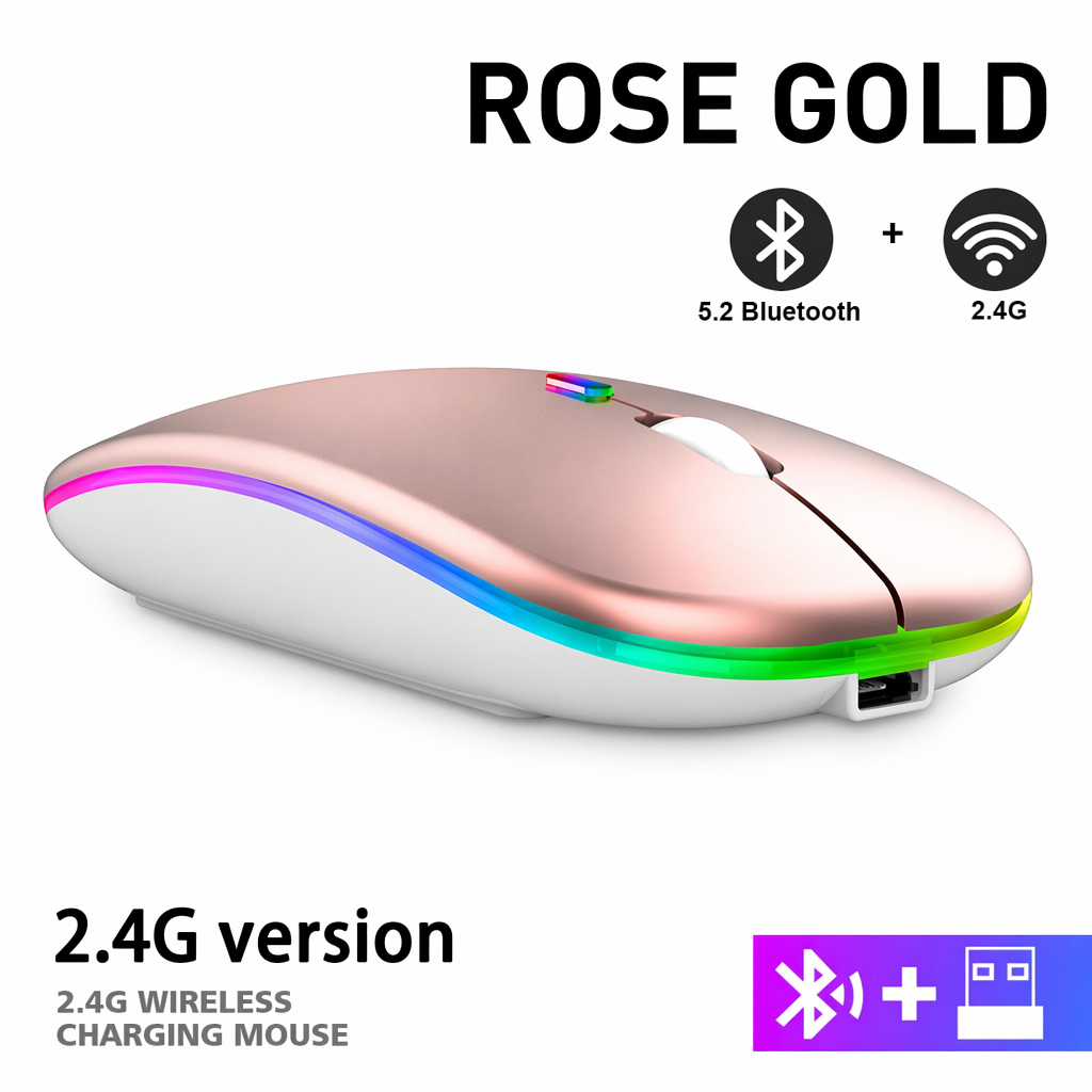 Wireless Bluetooth Mouse with RGB Functionality Rose Gold