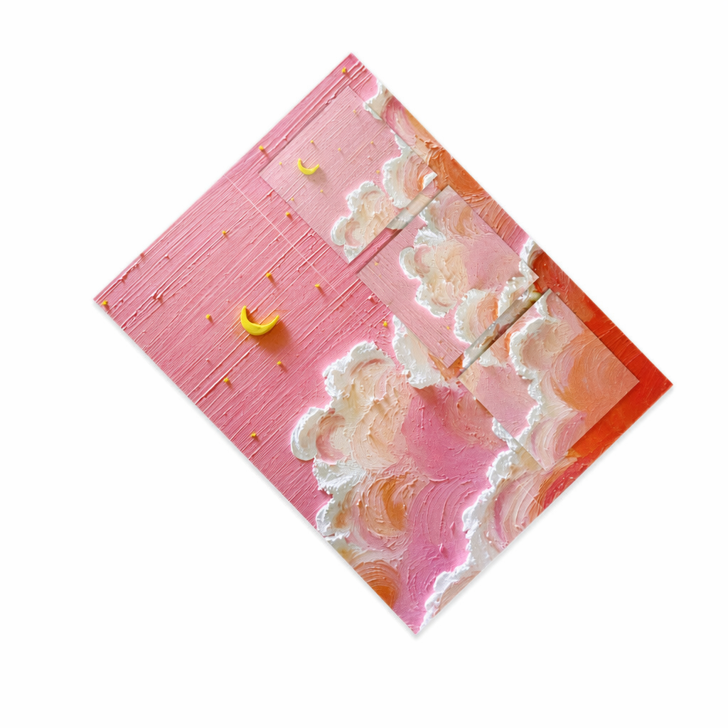 Sky Oil Painting Sticky Notes Set Pink