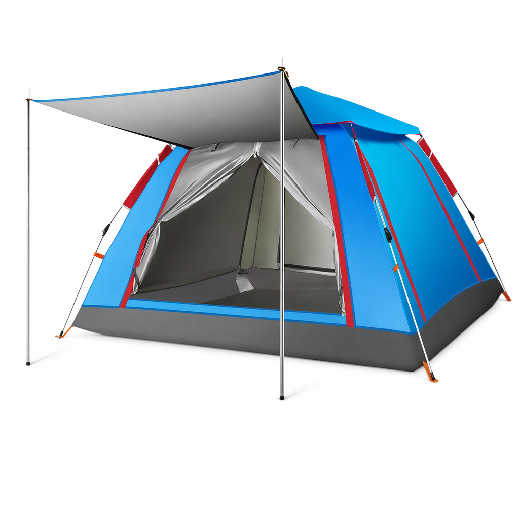 UV-Resistant Waterproof Camping Tent - Spacious Double Layer Design Blue