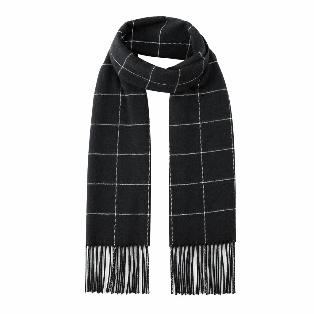 Classic Plaid Scarf for Men Black