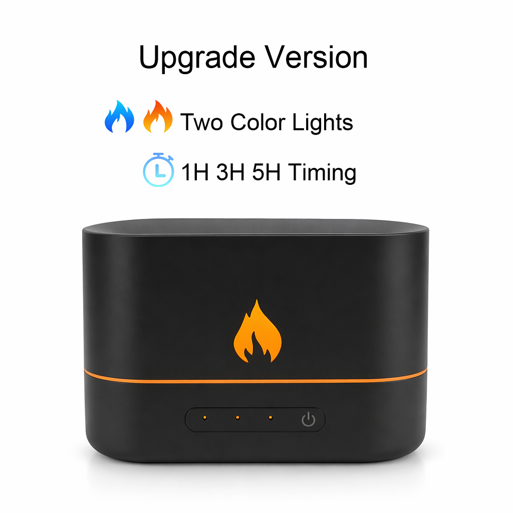 Essential Oil Diffuser with Fiery Effect and Timer Black