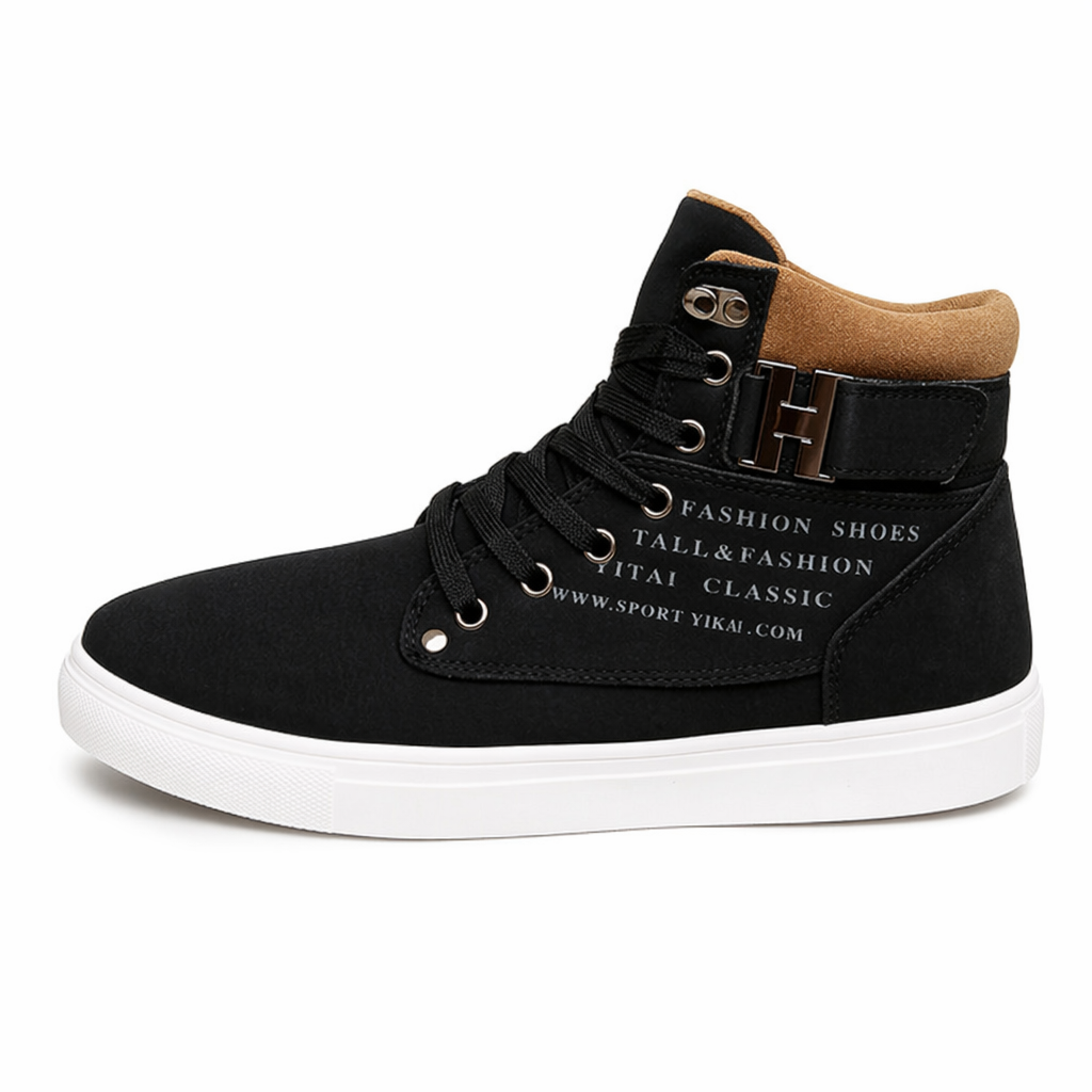 Daily High Top Faux Leather Boots for Men's Casual Wear Black