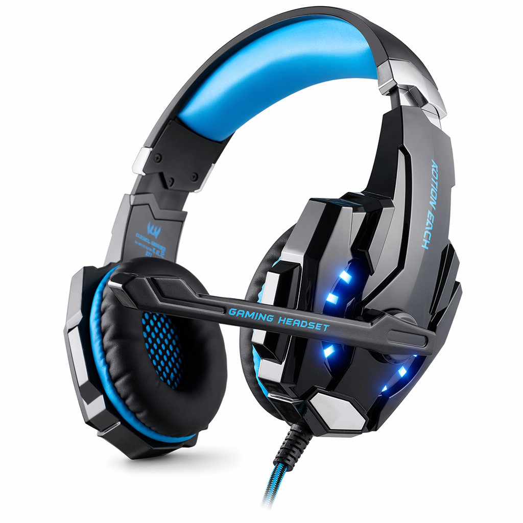 LED Gaming Headset with Microphone for Ninja Warriors - Model G9300 Blue