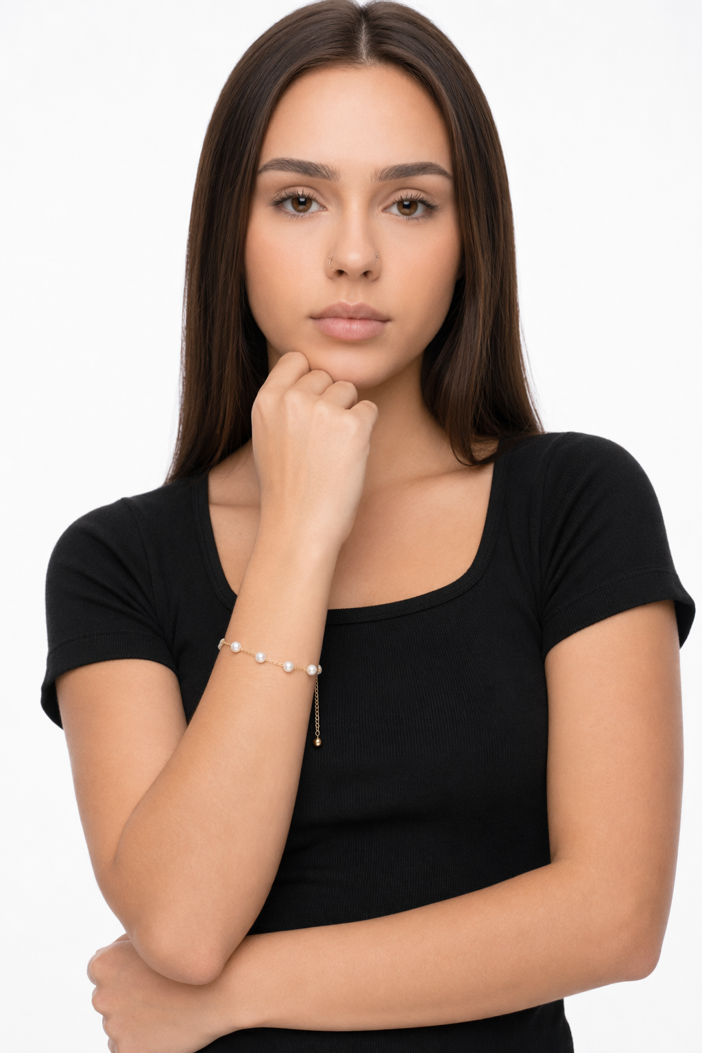 Adjustable Ladies Bracelet with Imitation Pearl Accents Default