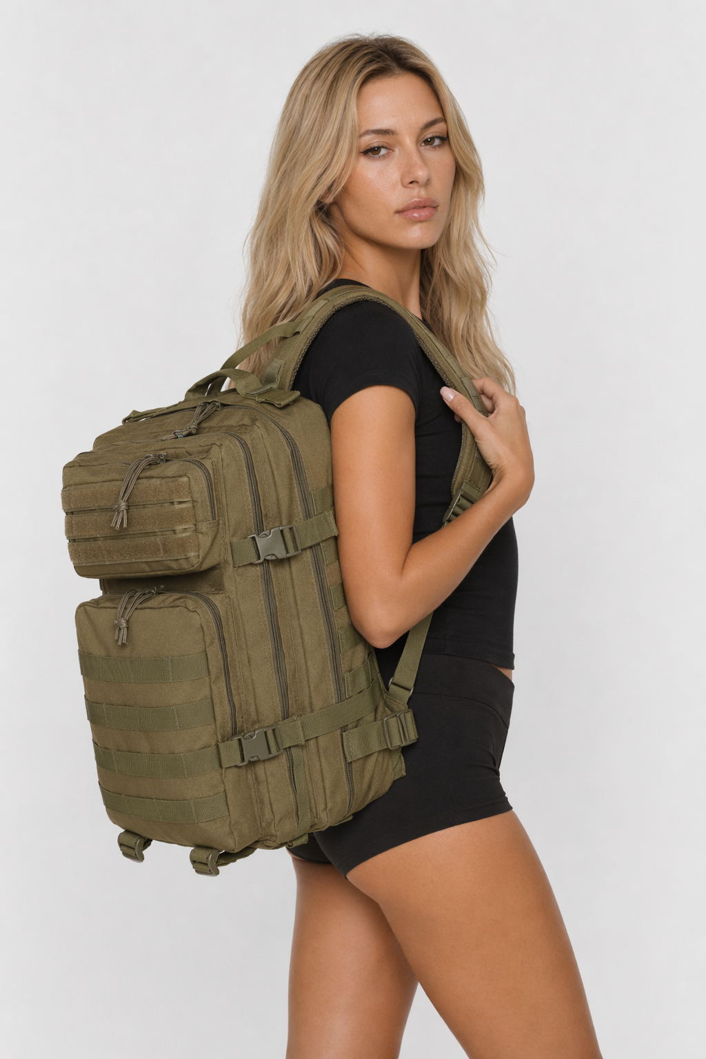 Water-Resistant 50L Backpack for Outdoor Camping Army Green