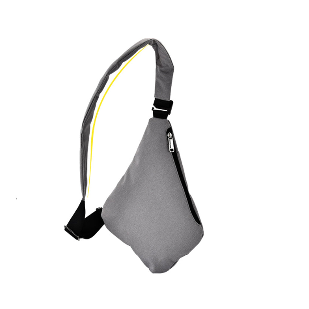 Gray Crossbody Bag with Waterproof Triangle Design on the Side