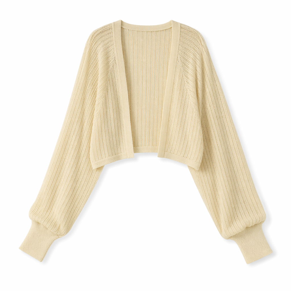 Korean-Inspired Women's Short Knitted Crop Cardigan Beige
