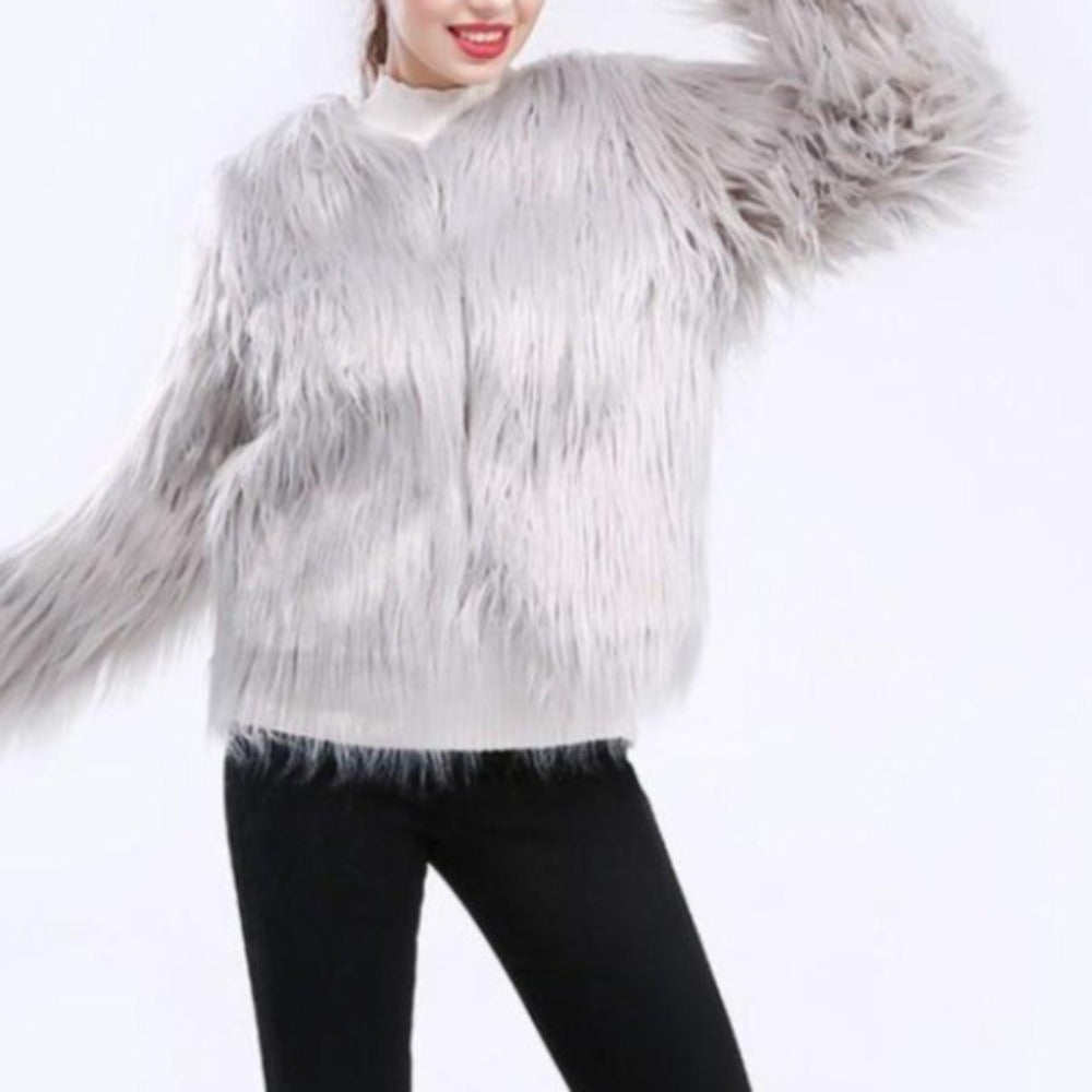 Pink Faux Fur Coat for Women