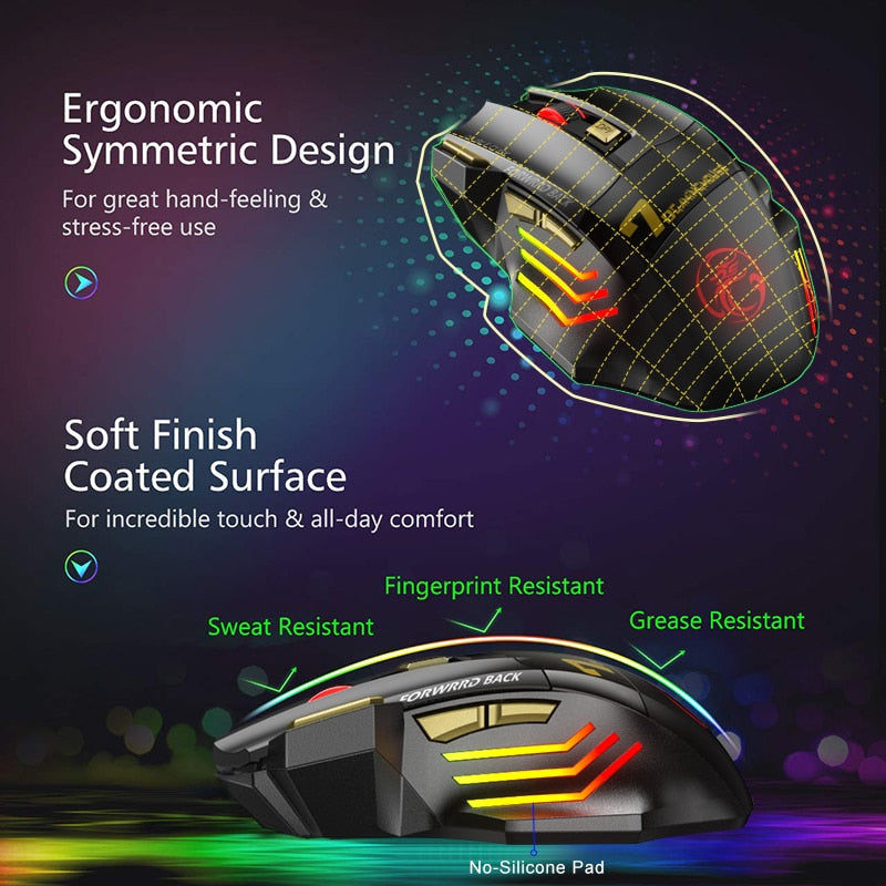 Ergonomic Bluetooth Gaming Mouse with Silent Wireless Connectivity