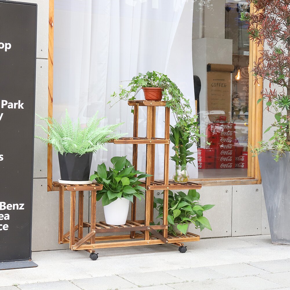 Rolling Multi-Tier Flower and Plant Display Stand