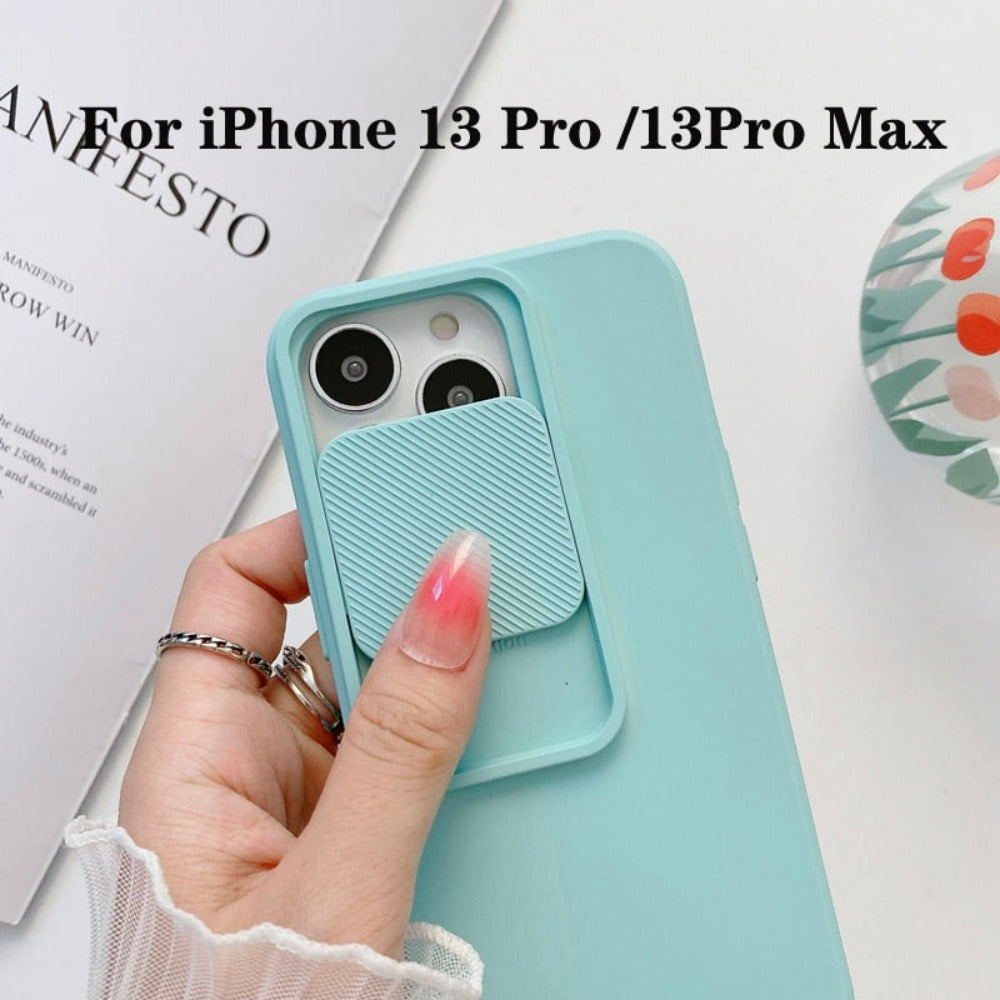 IPhone Protective Case with Built-In Camera Lens Cover: peach, lavender smartphone cases, minimal style