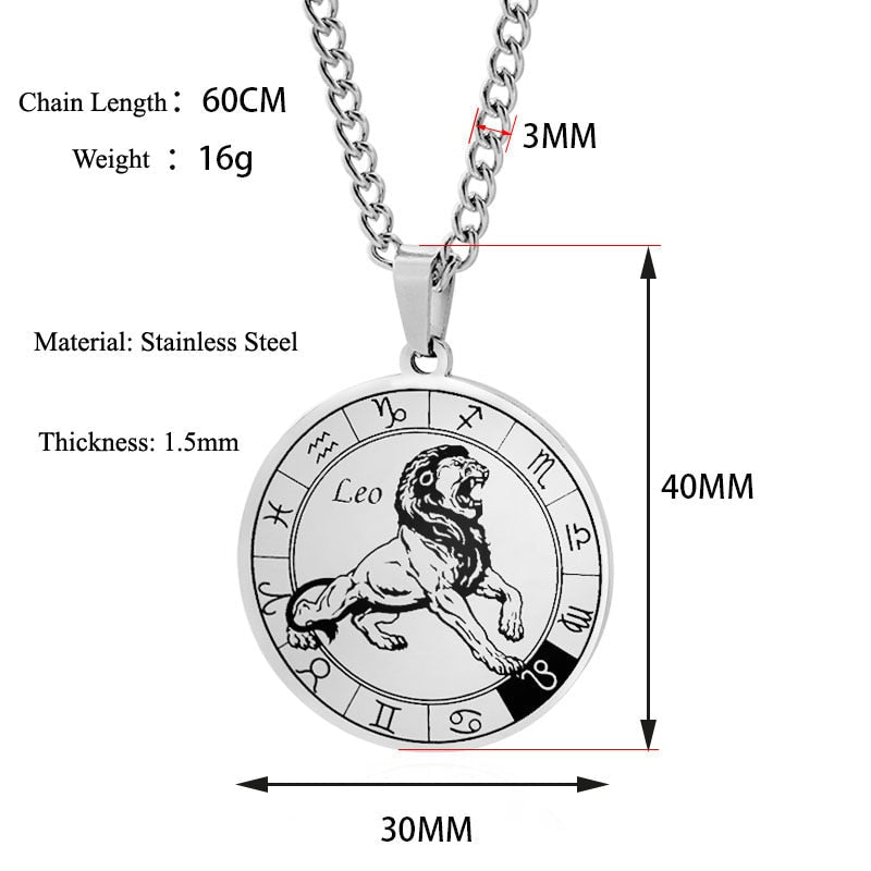 Horoscope Pendant Necklace - Unisex Round Design