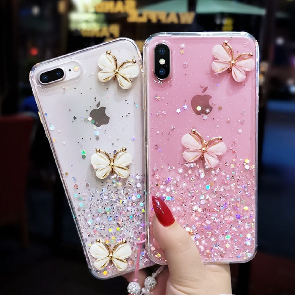 Glittery Butterfly Patterned Protective Cover