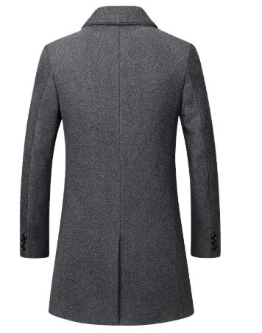 Mid-Length Classic Coat for Men with Dual Buttons