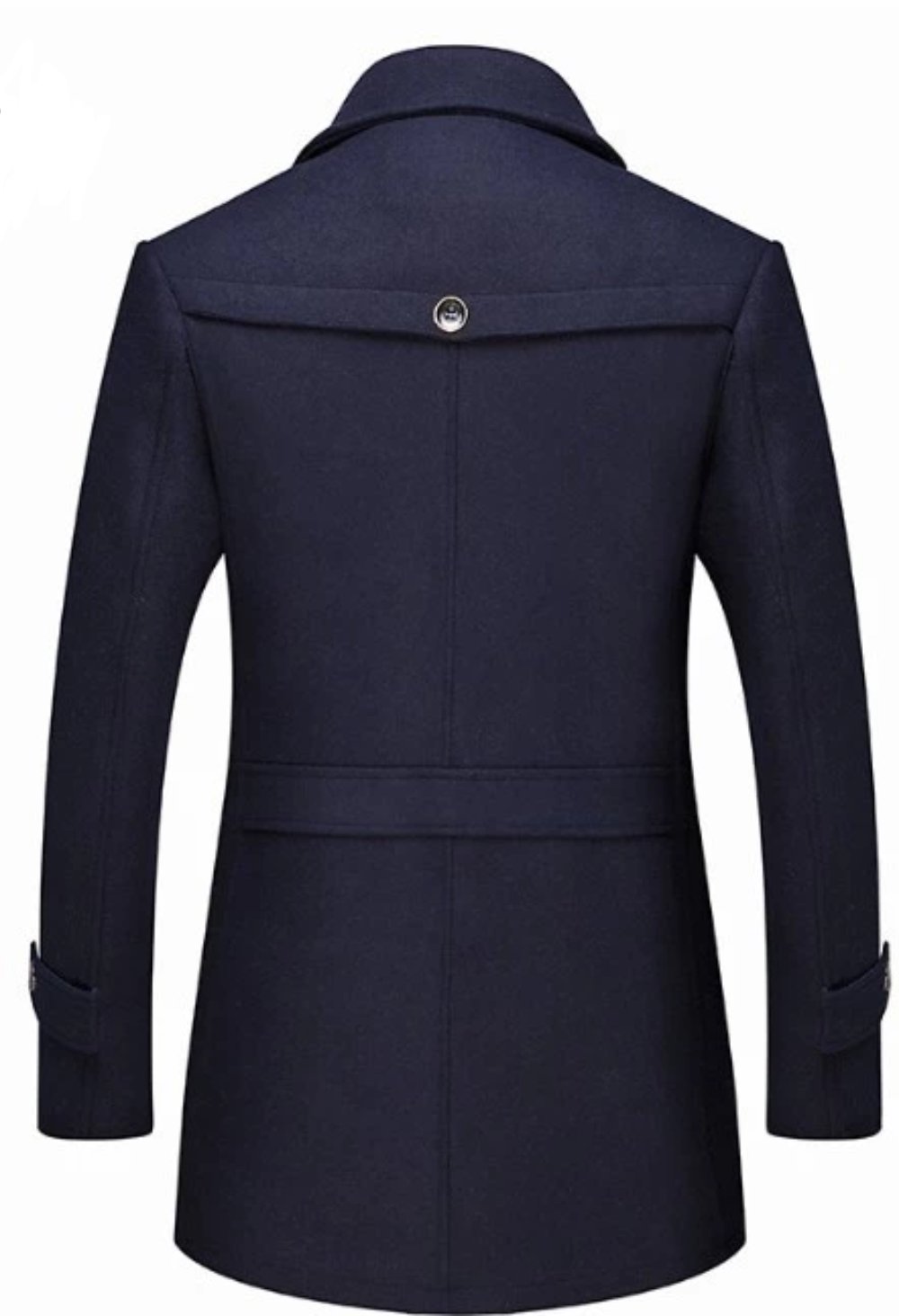 Layered Collar Mid Length Button Front Coat for Men