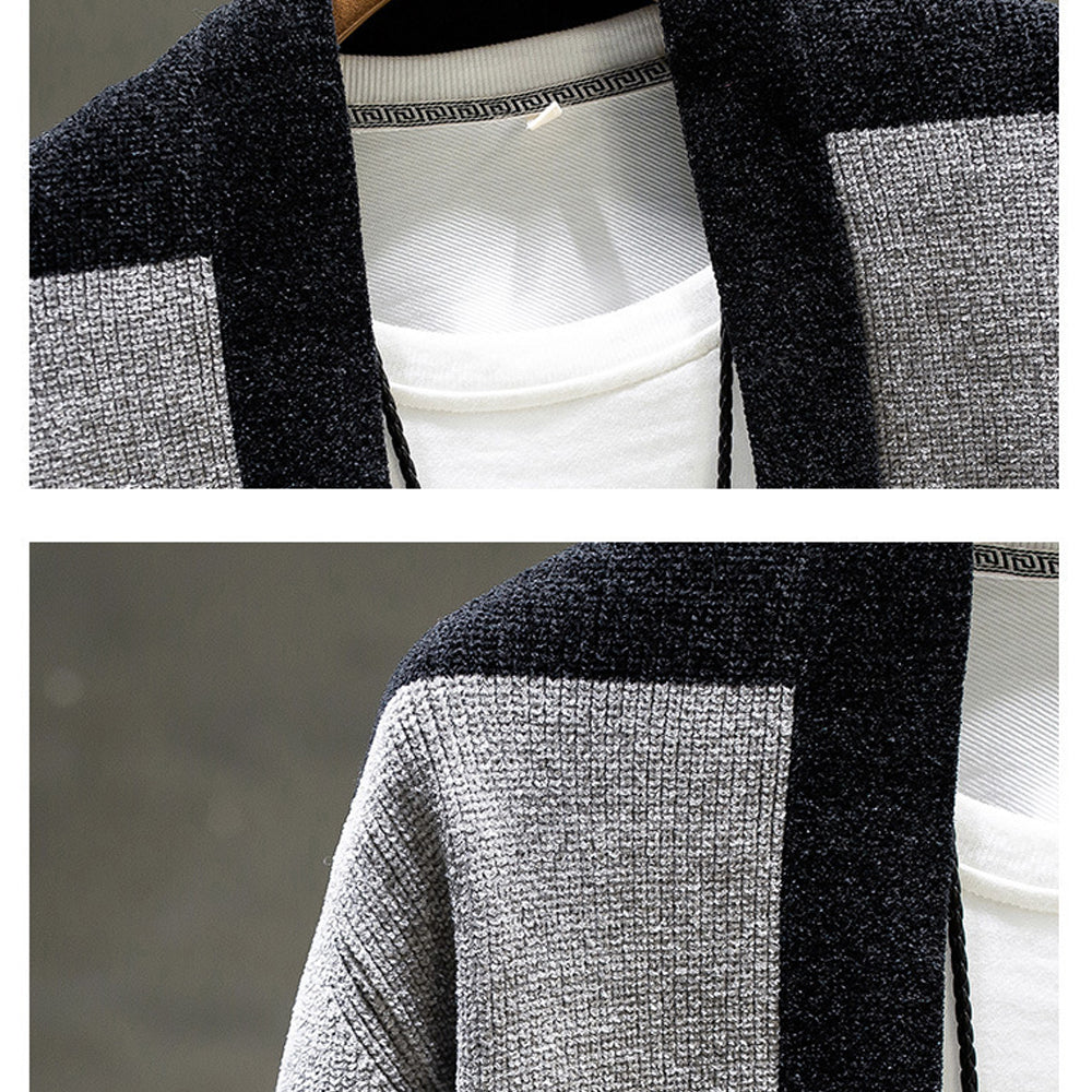 Horizontal Striped Men's Open-Front Cardigan
