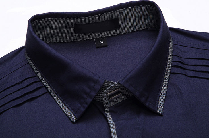 Black Men's Shirt with Shoulder Layering Details