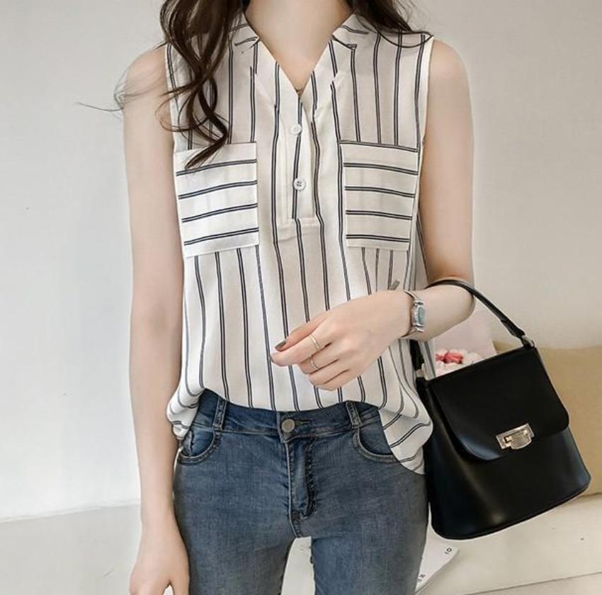 Sleeveless Women's Top with a Flattering V-Neck Design
