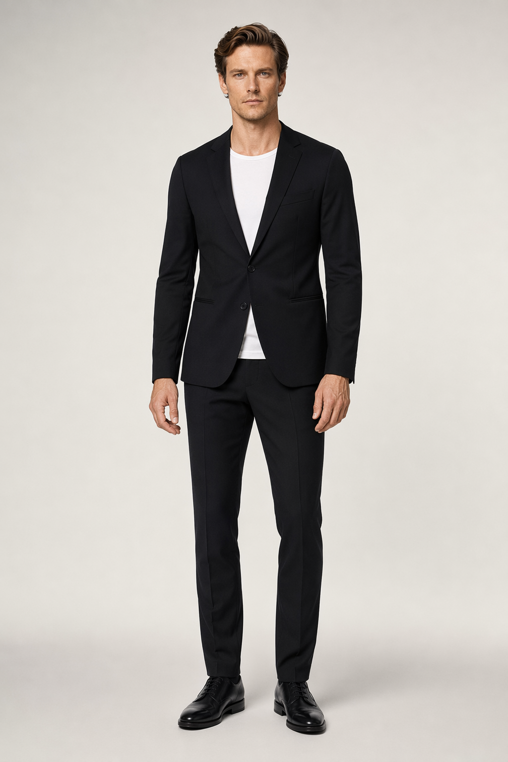 Single-Button Mens Smart Casual Jacket Black