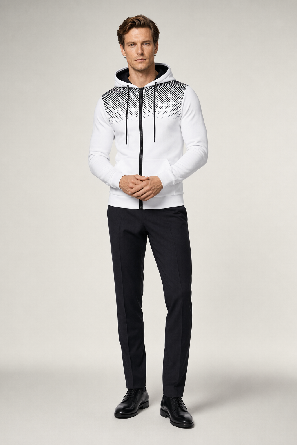 Lightweight Zip-Up Hoodie for Men White
