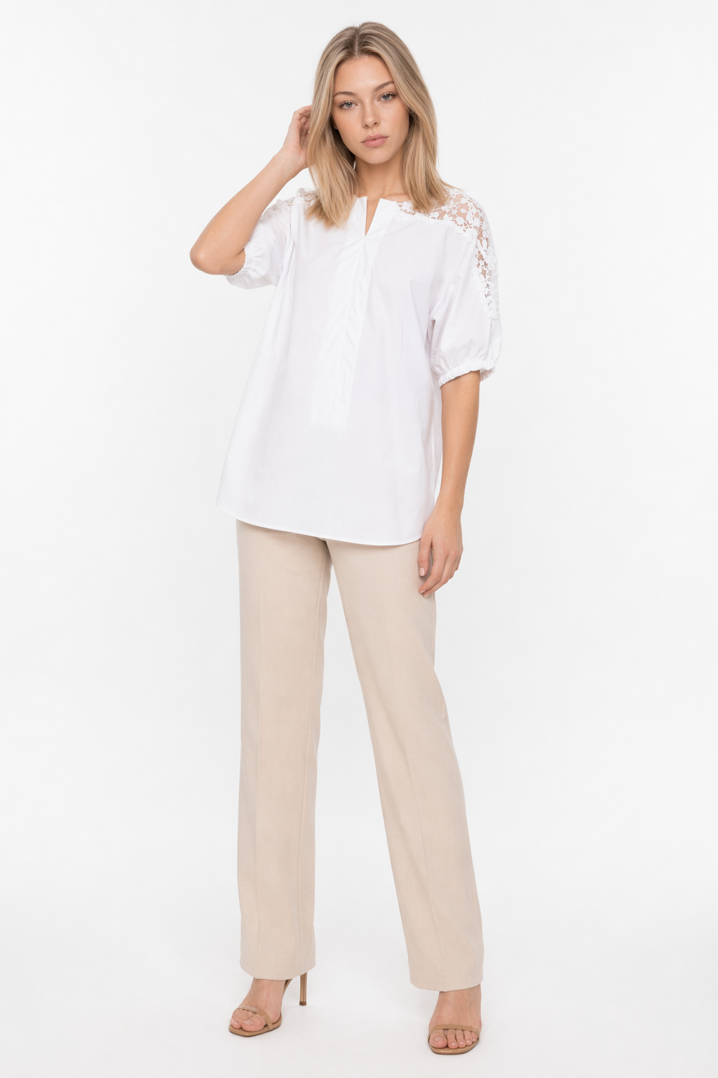 Lace Sleeve Blouse - Summer Street Style White