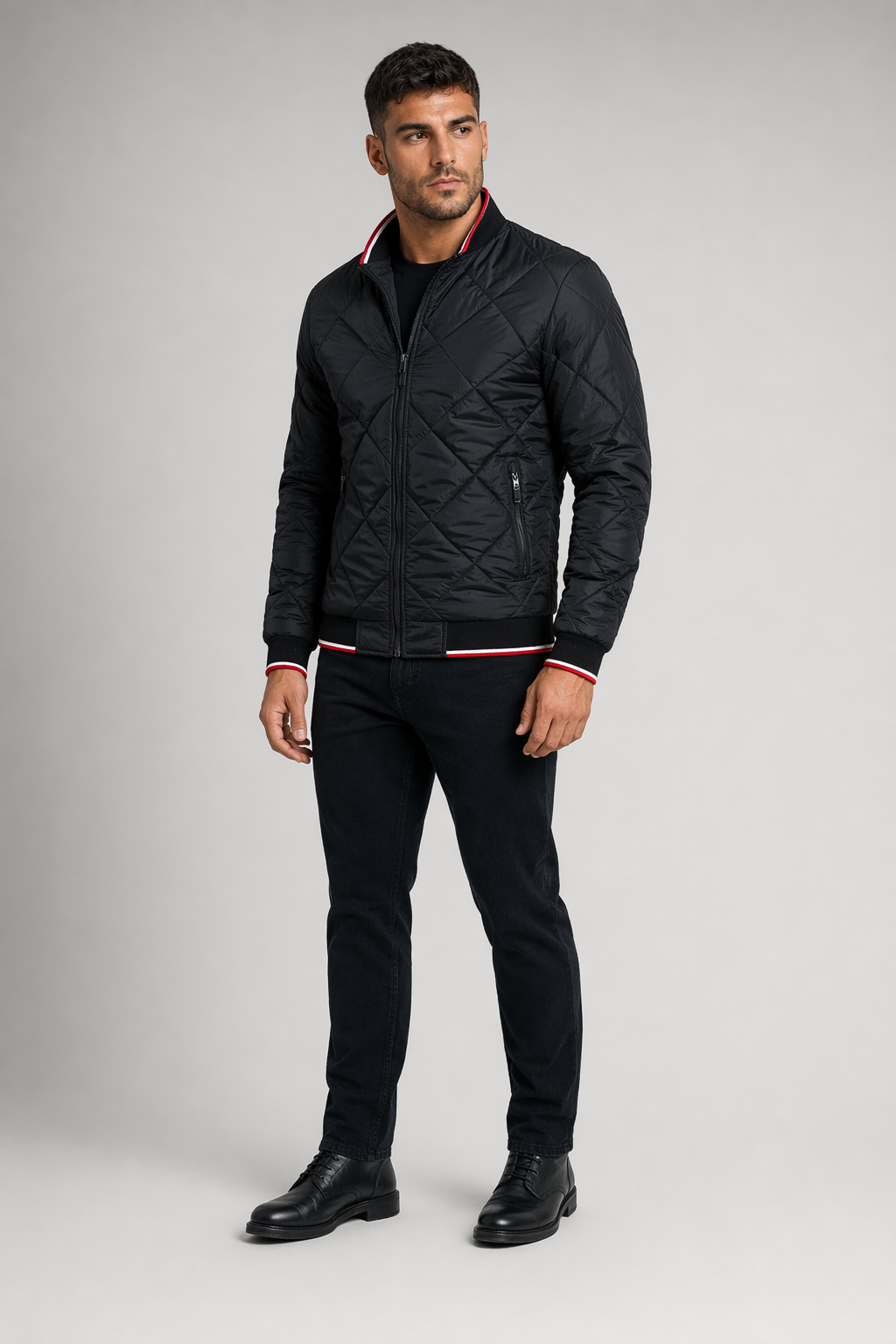 Quilted Jacket for Men - A Stylish Bomber Black