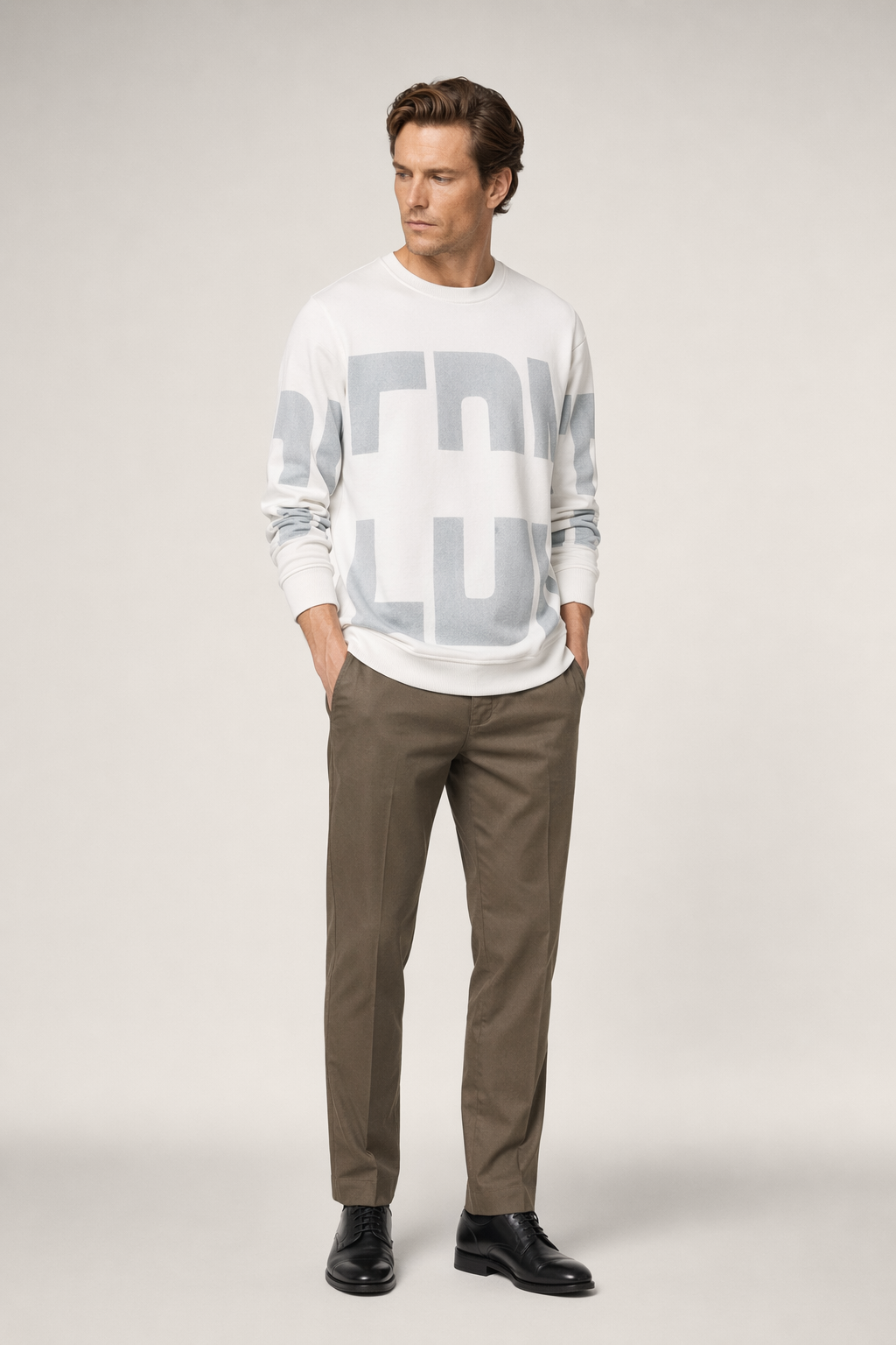 Stylish Logo Sweatshirt for Men in 3 Color Options White