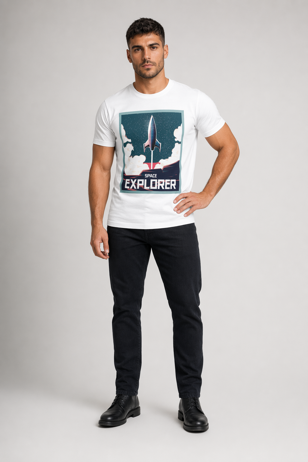 Rocket Man Tee for Men White