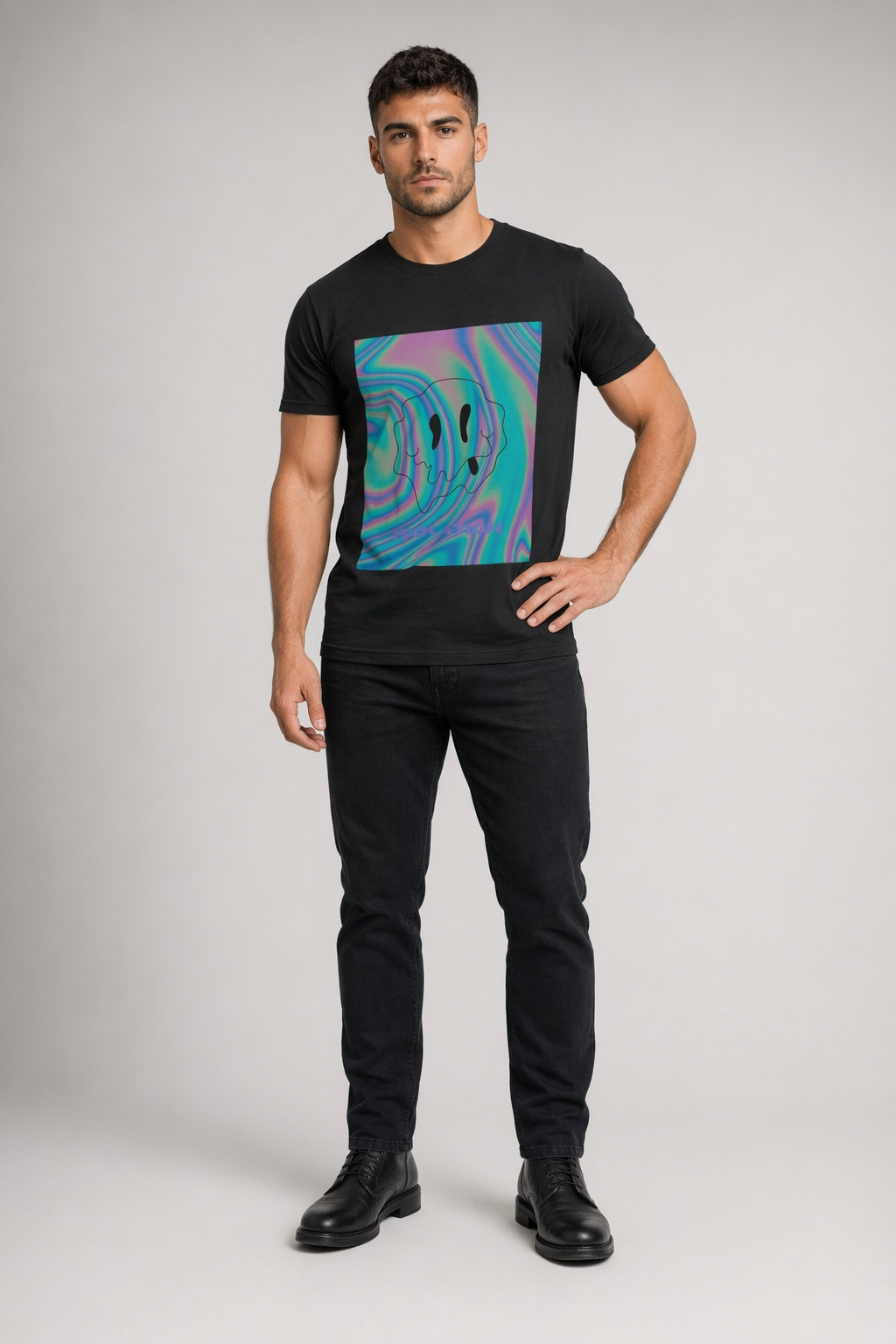 Logo T-Shirt for Men's Face Black