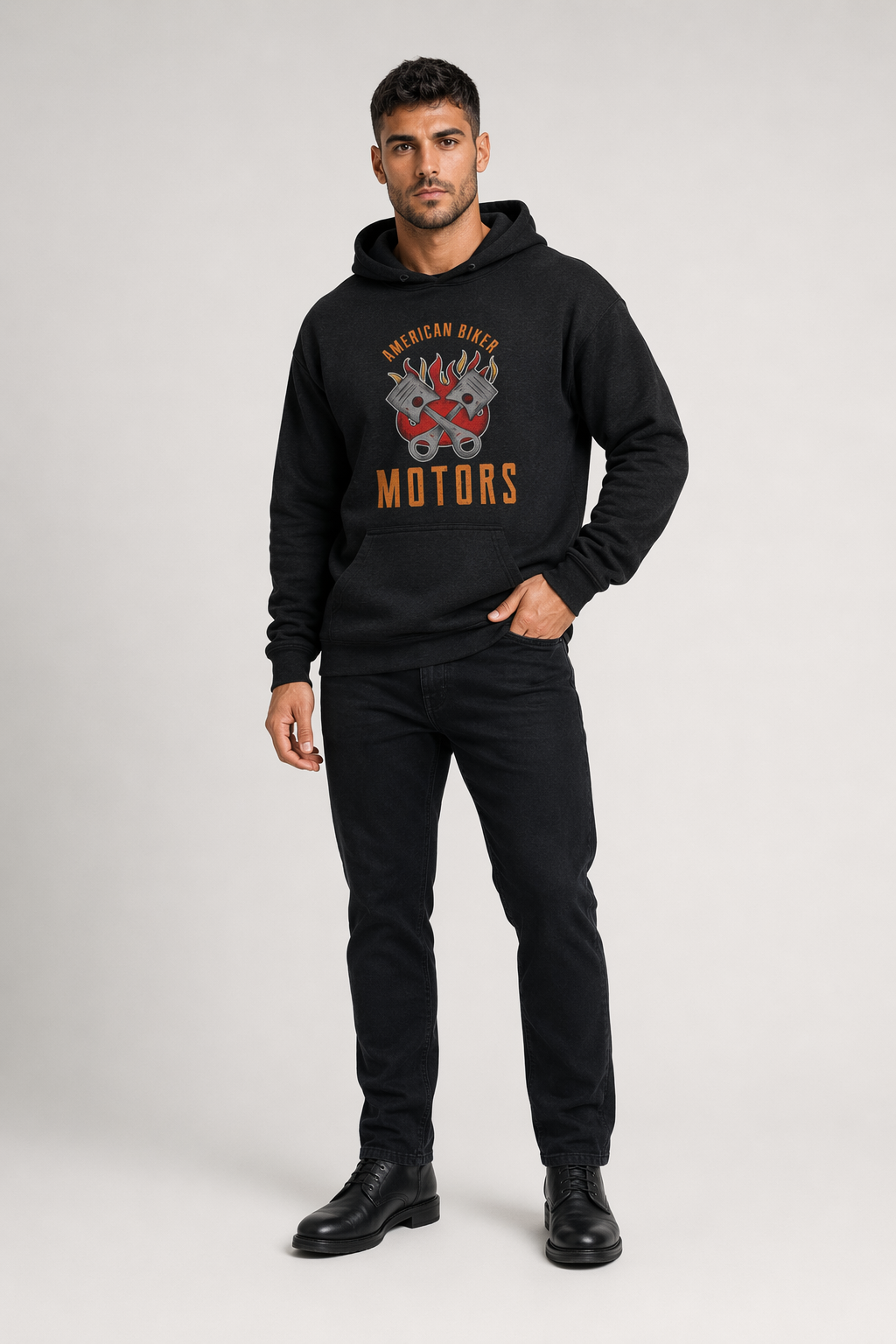 Men's Engine Hoodie Sweatshirt Black
