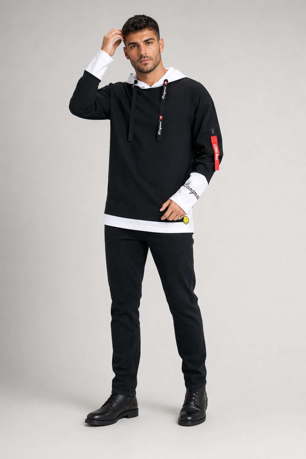 KPOP-Inspired Men's Fashion Hoodie Black