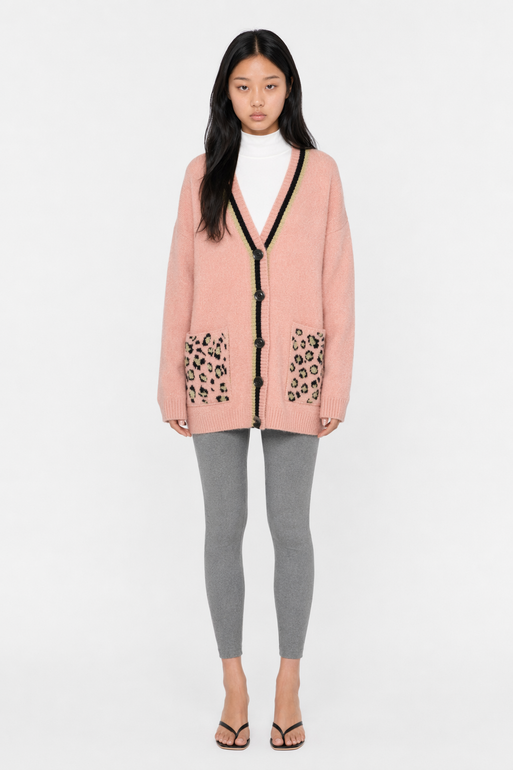 Leopard Print Women's Sweater Pink