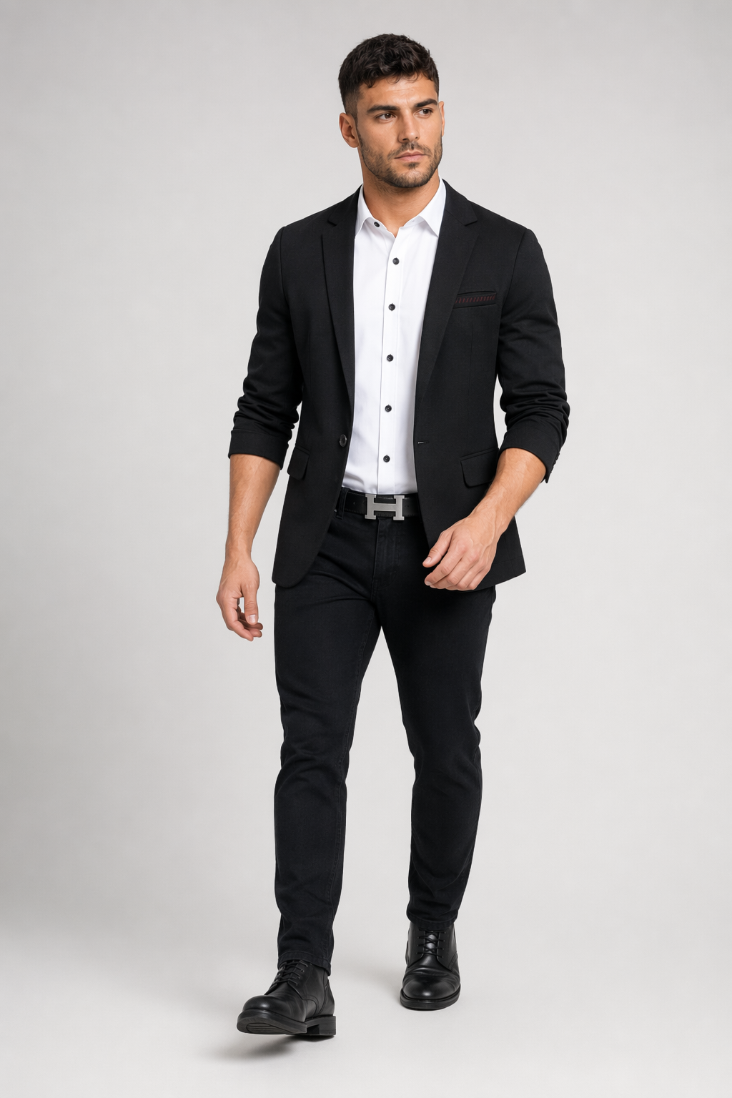 Slim Fit Men's Fashion Blazer in K-Style Black