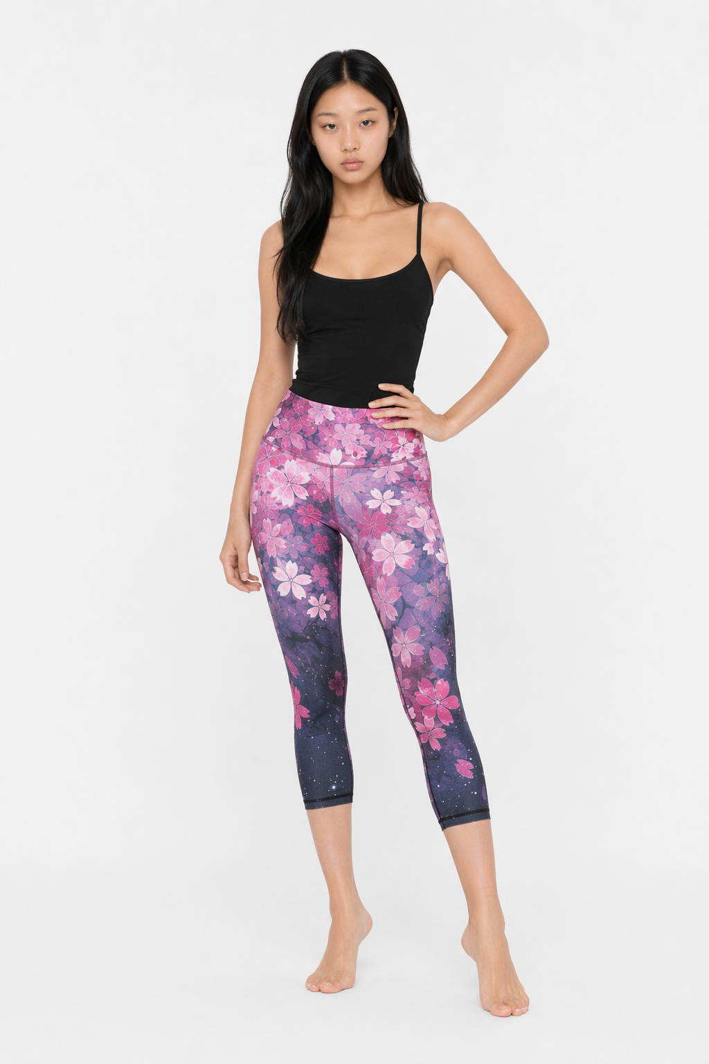 Slim Fit High Waist Floral Yoga Leggings for Women Pink