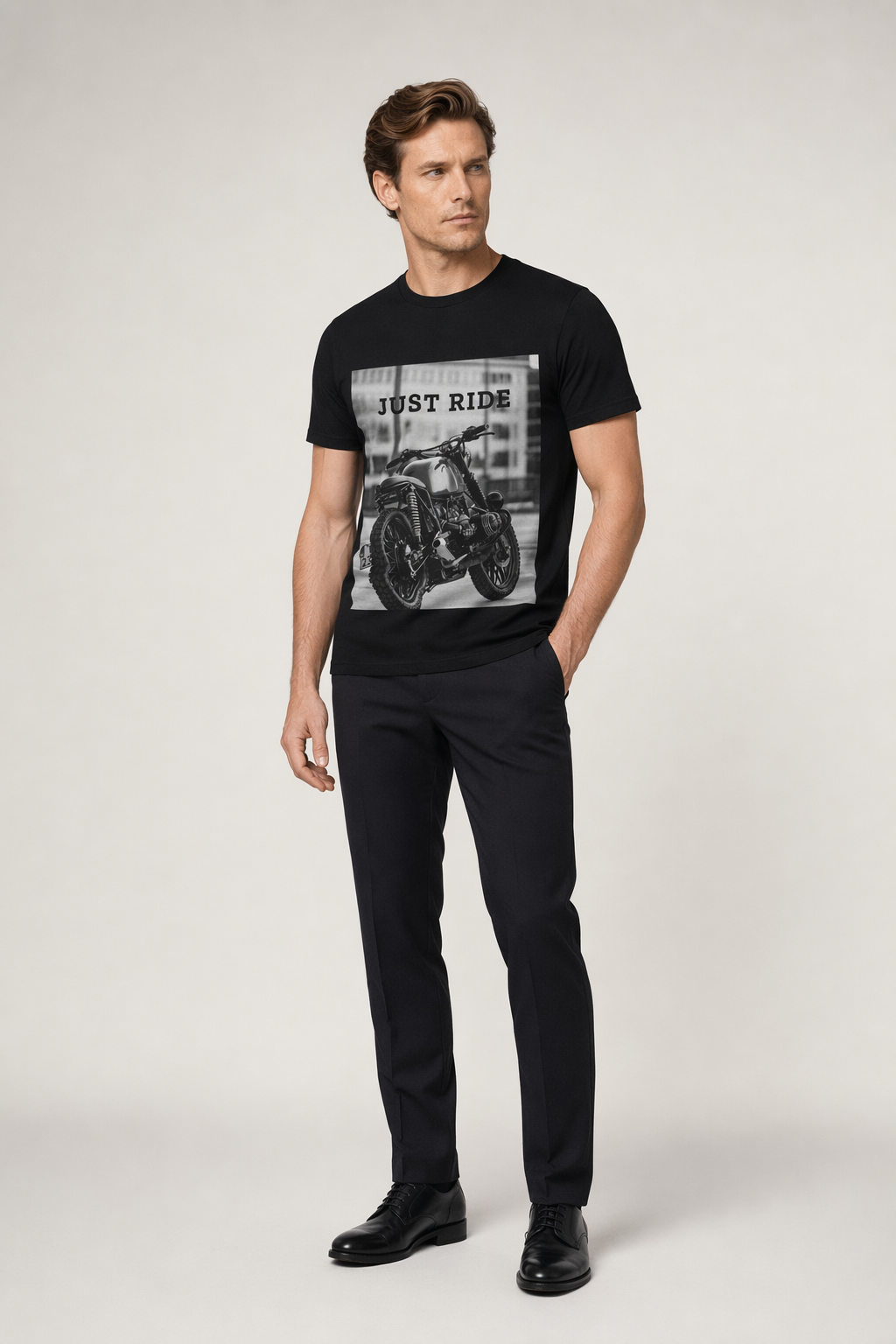 Just Ride Motorcycle Heavy Cotton Tee Black