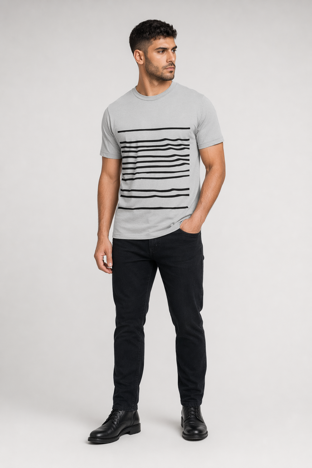 Horizontal Lines Men's Tee Athletic Heather