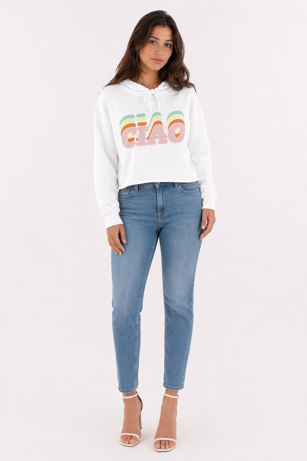 Multicolored Crop Hoodie for Women: Embrace the Vibrant! White
