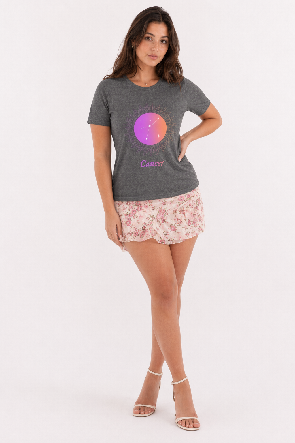 Gradient Zodiac T-Shirt for Women: Embracing the Power of Femininity Deep Heather
