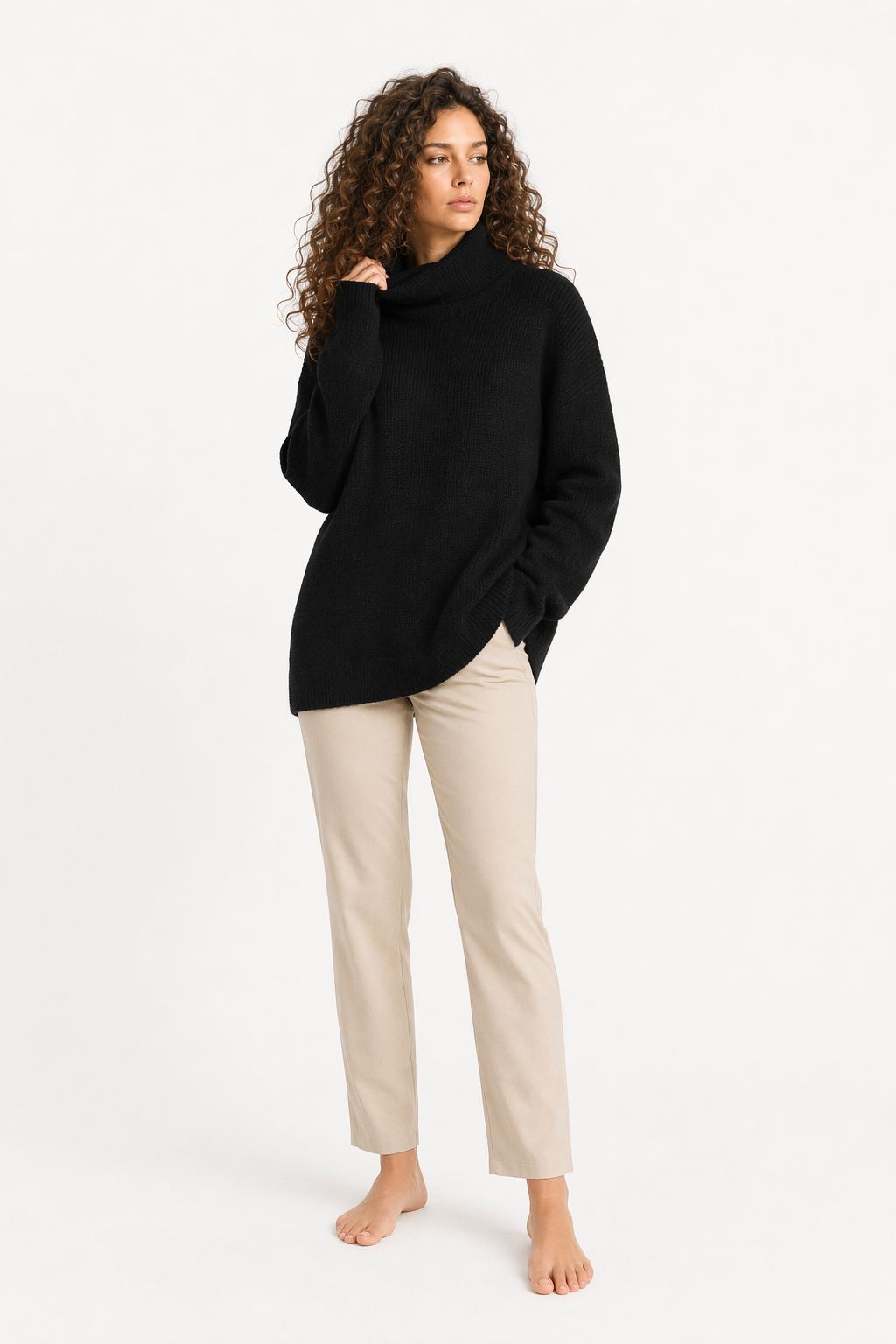 Trendy Women's Turtleneck Pullovers Black