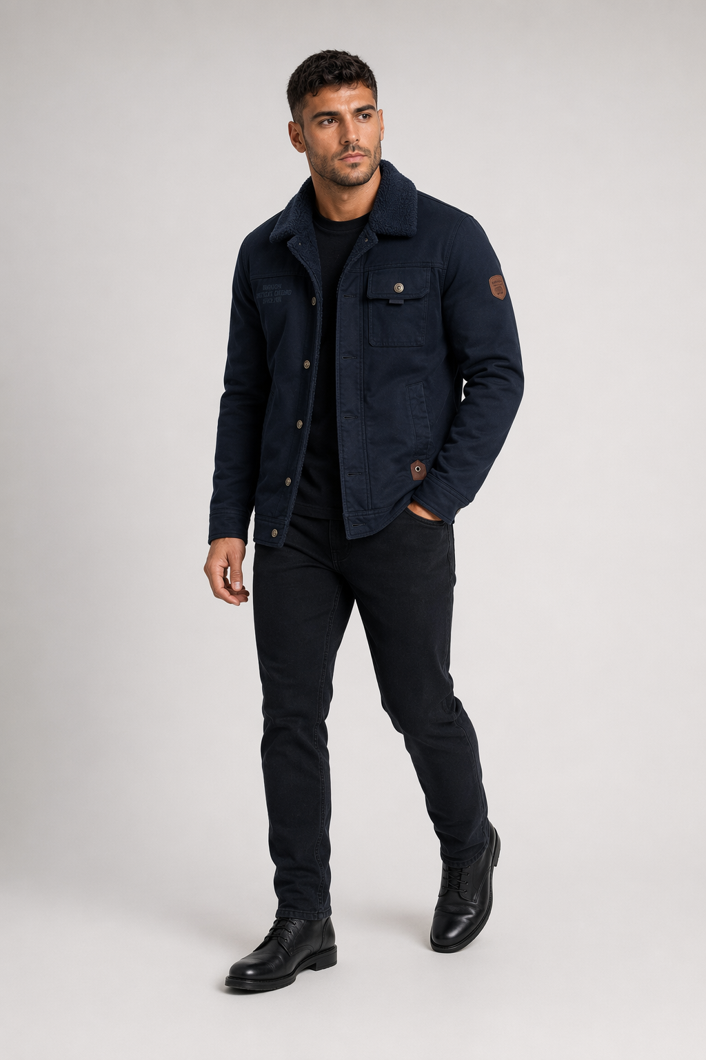 Winter Army Short Jacket for Men Navy
