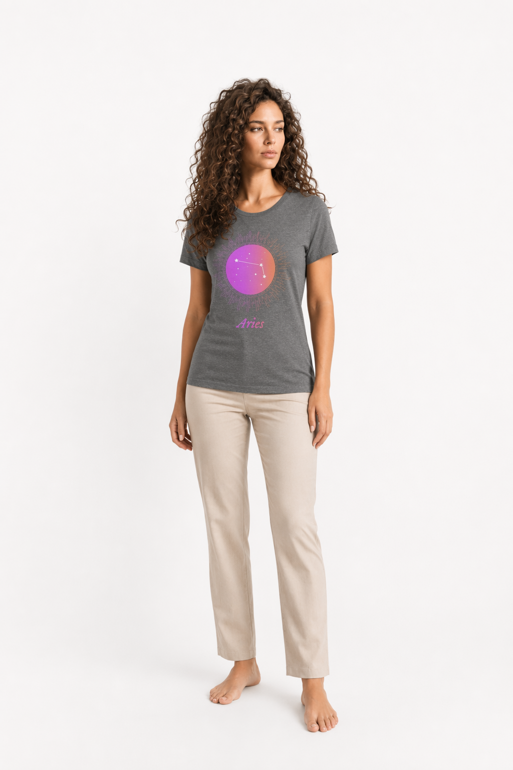Gradient Aries Zodiac Tee for Women Deep Heather
